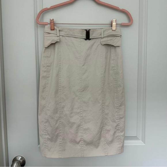 Akris Punto A-line Mini Skirt In Yarn Dyed Denim - Cashew Color - Picture 3 of 4
